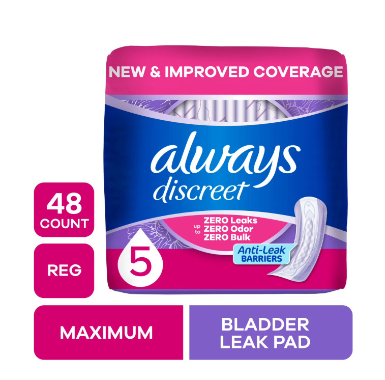 Always Discreet Pads, Maximum Absorbency, Regular48 Count
