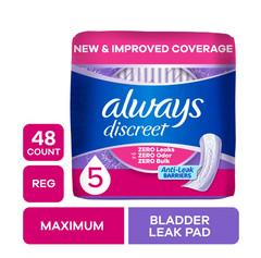 Always Discreet Pads, Maximum Absorbency, Regular48 Count