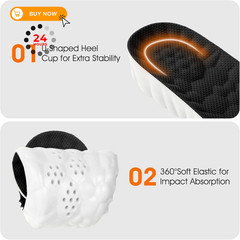 Height Increase Insoles for Men – 4D Cloud-Like 1.4IN / US M 7.5-10.5, Black