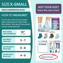 BraceAbility Athletic Ankle Compression Socks for Men and X-Small, Light Blue