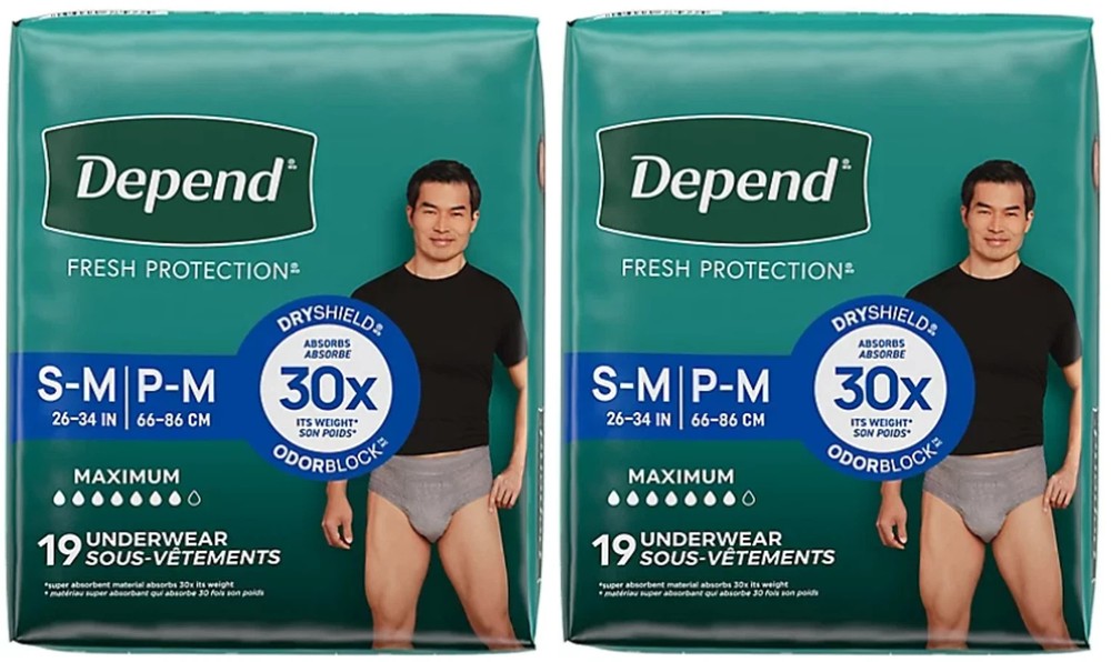 Depend Fresh Protection Adult Small/Medium Underwear 19 Ct-Pack of 2 (38 count)