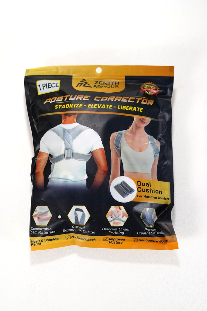 Zenith Armour Back Posture Corrector for Men and Women – Adjustable Gray