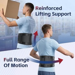 FEATOL Back Brace for Men, Adjustable Lumbar Support Belt, Black L/XL
