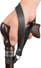Handmade Leather Cane Strap – Stylish Wrist Strap for Canes and Walking Black