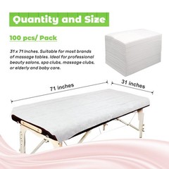 Tvvcalk 100pcs Massage Table Sheets, 31×70 Inch (Pack of 100), White-100PC