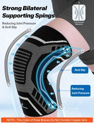 Copper Knee Brace for Men & Women – Compression Medium(16″-18.5″), Black