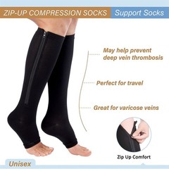 Zipper Pressure Compression Socks Pain Relief Calf Leg Foot Support Stocking US