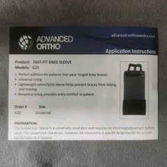 Advanced Ortho Fast Fit Knee Sleeve Model 620 L2397 / qty 2 / ships free