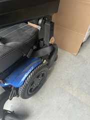 Quickie Q500 M Power Wheelchair Blue/Black Joystick Headrest