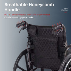 Folding Manual Transport Wheelchair, 20 “ Seat With Front and Rear Locking Hand