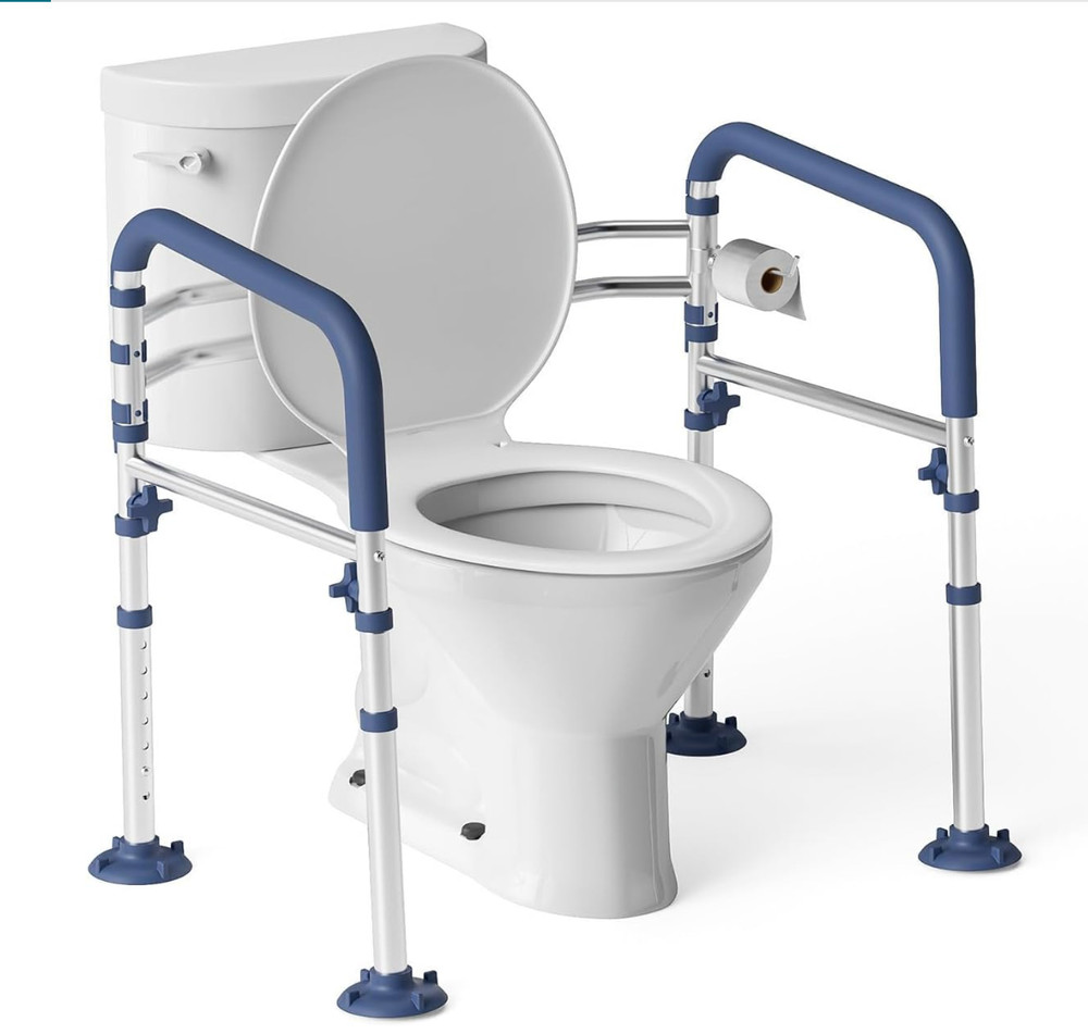Adjustable Toilet Safety Frame Padded Armrests Foldable 350LB Elderly Support