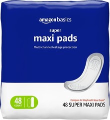 Maxi Pads for Periods- Thick, Super Absorbency, Unscented, 48 Count, 1 Pack