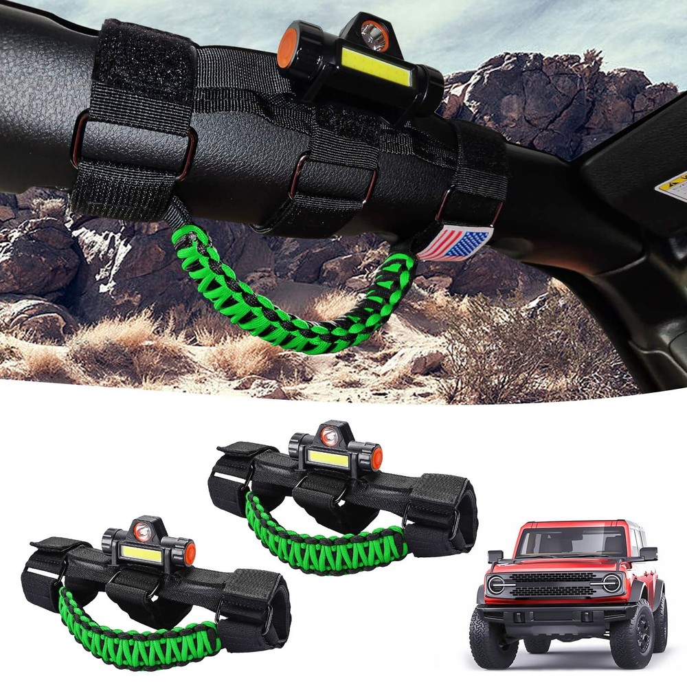 GAIZON 2 Pack Grab Handles Roll Bar 2 with Dome Light, Green