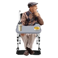 Wheelchair Table Board, Wheelchair Table Tray w/ Cup Holder Grey ABS 58*53cm