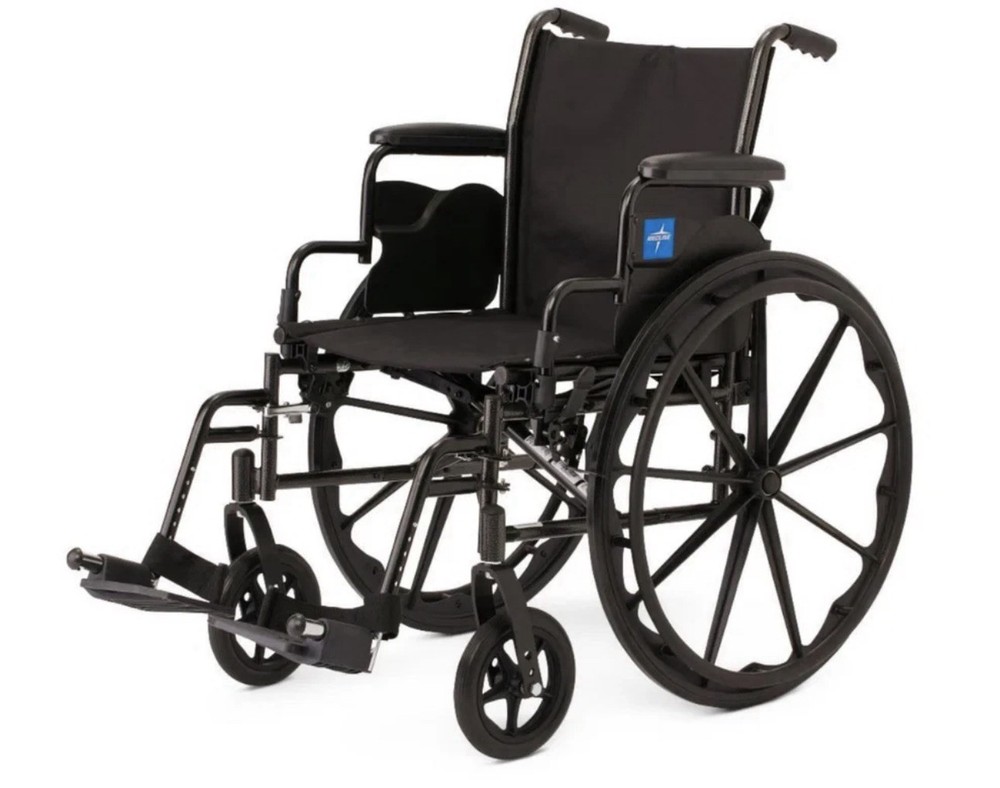 Medline K4 Basic Lightweight Wheelchair |Black|Up to 300 lb Capacity | 16” Seat