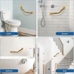 2 Pack 16 Inch Shower Grab Bars for Seniors, Gold Angled Anti Slip Grab Bars