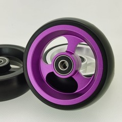 Pair (2) of 4″ Wheelchair Caster Wheels, (2) 5/16″ Axles, and (4) Cone Spacers