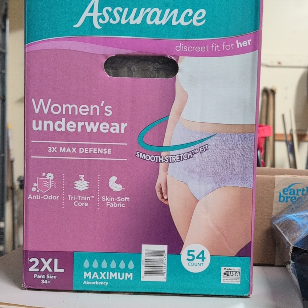 Assurance Women’s Incontinence Pants 2XL Maximum Absorbency Anti-Odor 54 Ct