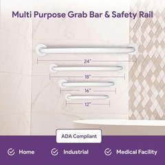 18″ White Grab Bar for Bathtubs & Showers – Powder Coated Steel