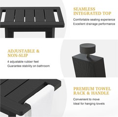 HIPS Shower Bench Inside Shower Stool with Storage Shelf, Waterproof Spa Bath Ch