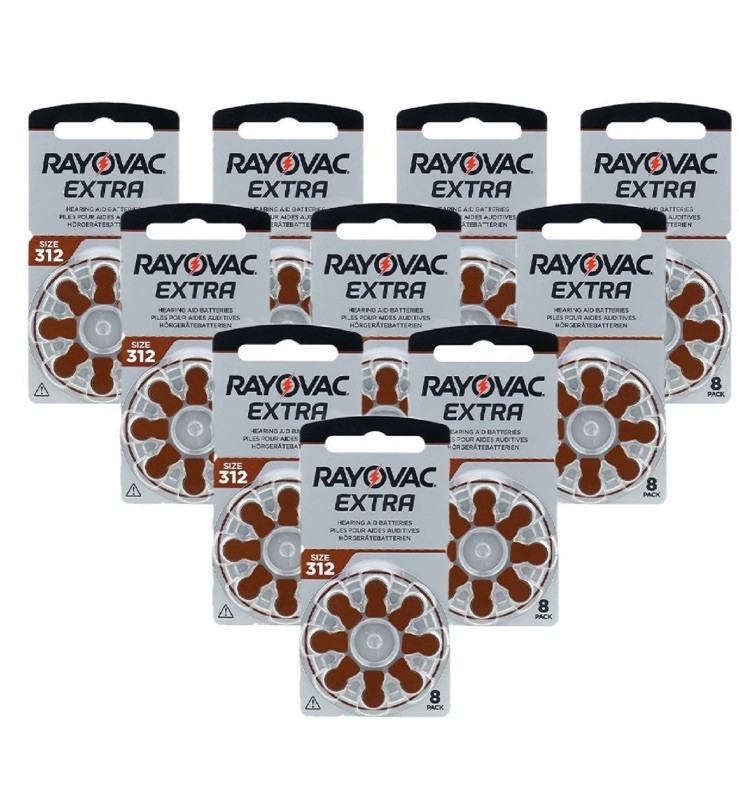 80 Rayovac Extra Size 312 Hearing Aid Batteries Pr41 1.45V Zinc Air 8Bl Exp 2028