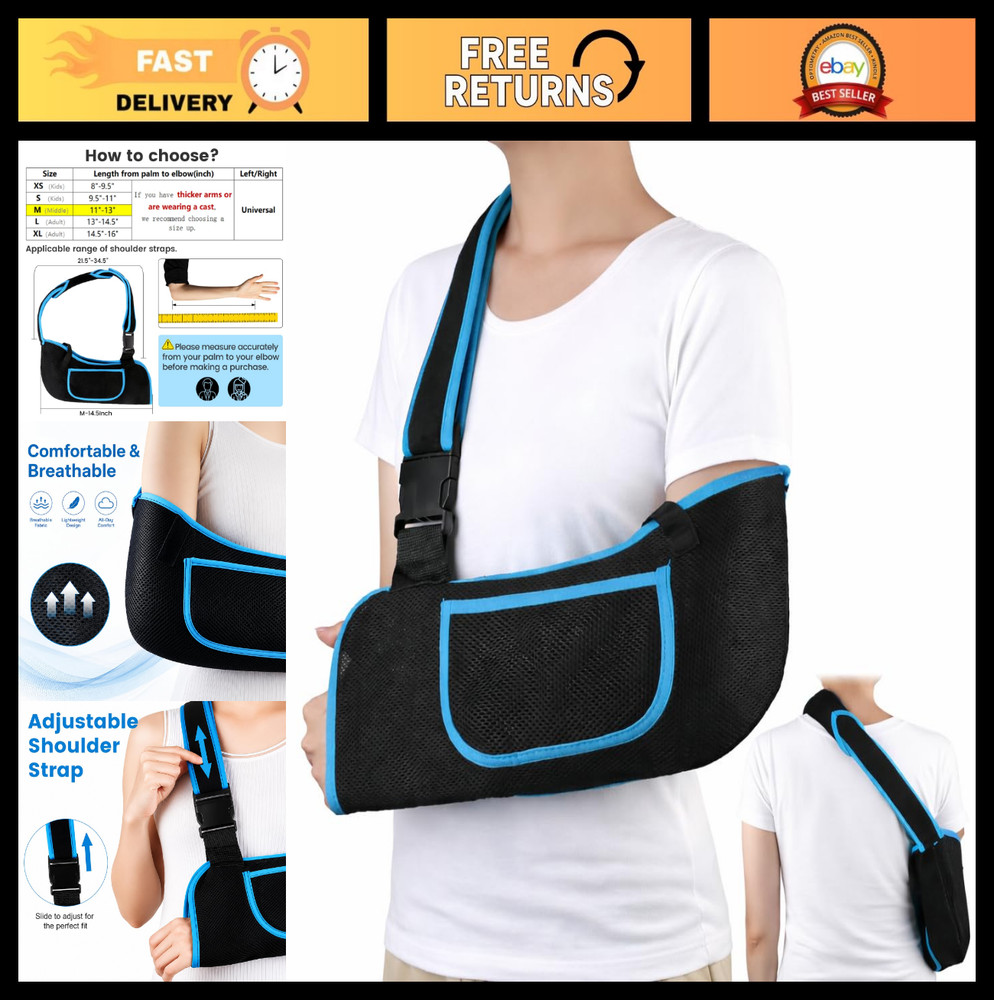 Lightweight Breathable Arm Sling – Adjustable Shoulder Immobilizer for Elbow, Wr