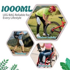 5-Pack 1000ml Leg Bag Urinary Drainage Bags with Adjustable Straps, Leak-Resi…