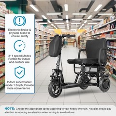 Double Motor 700W 3-Wheels Folding Electric Mobility Scooter Portable Scooter