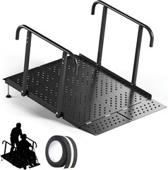 Folding Wheelchair Ramp with Handrails, 49.2″ Length Adjustable Height (1″-7.28″