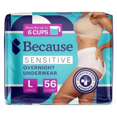 Because Adult Incontinence Underwear for Sensitive Skin Women Premium Overn…