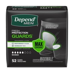 52 Count New Depend Guards Incontinence Pads for Men, Maximum Absorbency