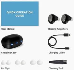 Pair of Hearing Amplifiers Rechargeable Black with USB Cable For The Elderly US