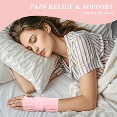 NuCamper Carpal Tunnel Wrist Brace Night Support for Men & S/M, Pink-Right