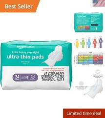 Extra Heavy Absorbency Ultra Thin Pads, Size 5 – Unscented & Discreet 24 Count