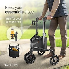Helavo 3 Wheel Walker for Seniors, Lightweight Foldable Narrow Walker, 300lbs