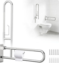 29.5in Flip Up Toilet Grab Bar Safety Rail Handicap Bathroom Handrail