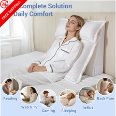 3PCS Bed Wedge Pillow Set for Sleeping, 10″ Adjustable 22x24x10 In, White