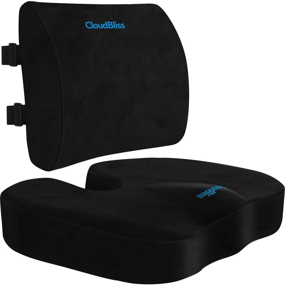 Lumbar Support Pillow & Seat Cushion Set for Office Chair, Desk Chair, Wheelc…