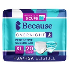 Because Overnight Absorbency Pull Ups – Adult X-Large (20 Count), White