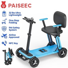 32lb Foldable 4-Wheel Mobility Scooter Seniors Adults NFC Key, Airline Approved