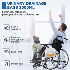 10x 2000mL Urinary Drainage Bag Anti-Reflux Chamber Urine Bags 48″ Tube Drainage