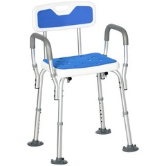 EVA Padded Shower Chair w/ Arms and Back for Seniors Disabled Tool-Free Assembly