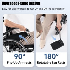 Yuwell H065C Lightweight Manual Wheelchair for Adults Foldable Transportation