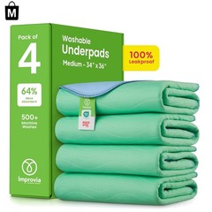Soft & Leakproof Reusable Incontinence Pads 34”x36” – 4 Pack for Kids & Pets