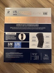 Copper Fit Elite Knee Compression Sleeve Knee Brace 2-Pack, Black Large /X-Large