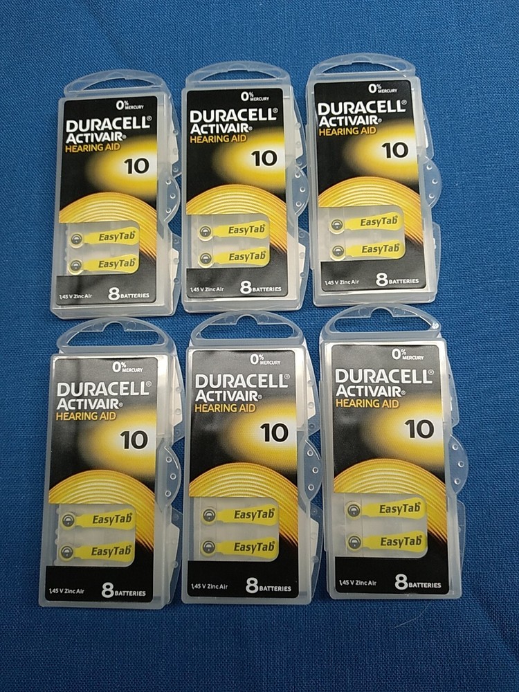 Duracell Size 10 Activair PR70 Hearing Aid Batteries (48 Batteries) Exp 2025-03