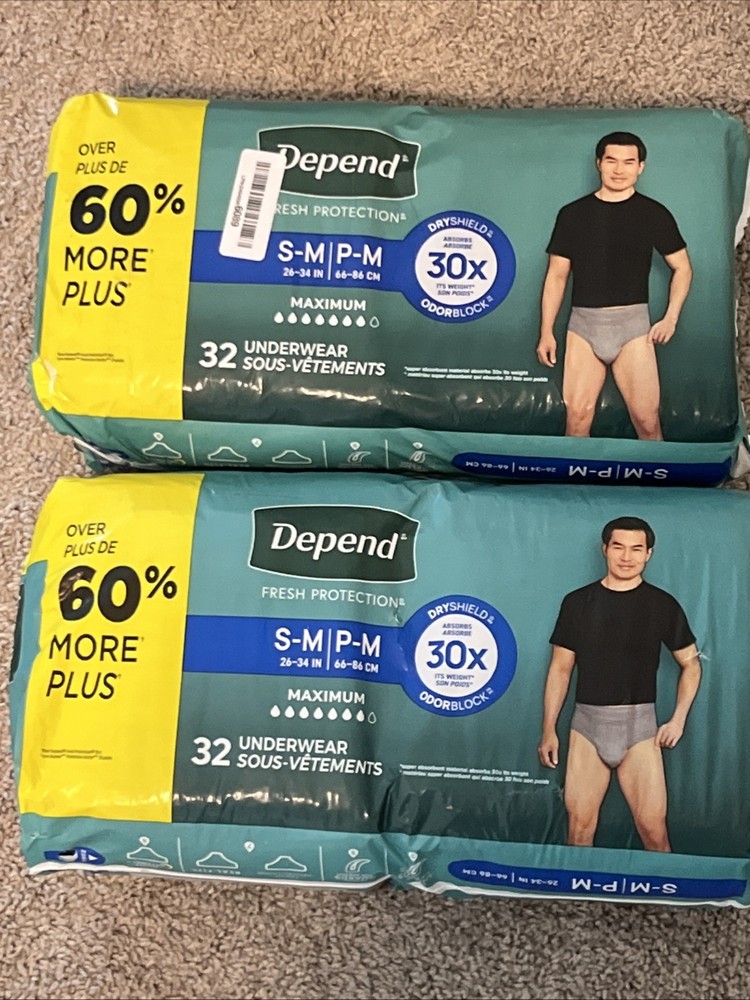 Depend Fresh Protection Incontinence Underwear for Men, Sm/Med Maximum 64 Count