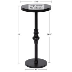 Kate And Laurel Stratton Rustic Pedestal Table 13 X 13 X 26 Black Decorative