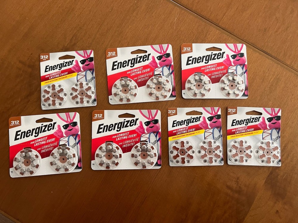 Seven packs ENERGIZER 312 Hearing Aid Batteries Exp 12/27-5/28 – *100 Batteries*