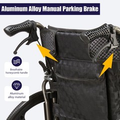 Folding Manual Transport Wheelchair 18″ Seat w/Front & Rear Locking Hand Brakes